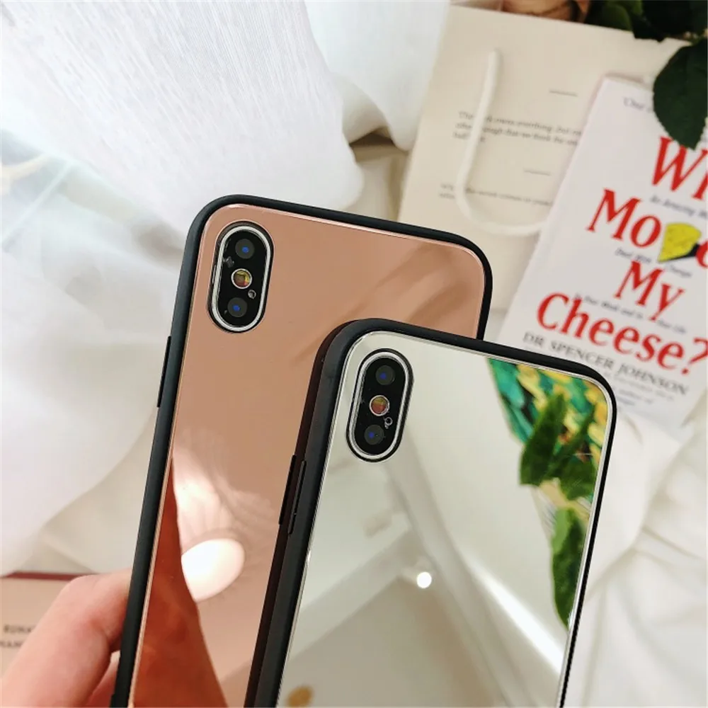 LuxuryTempered Glass Case For iPhone X XR XS Max 8 7 6 6S Plus Acrylic Mirror Soft Phone Cases For iPhone X XR XS Max Back Cover (7)