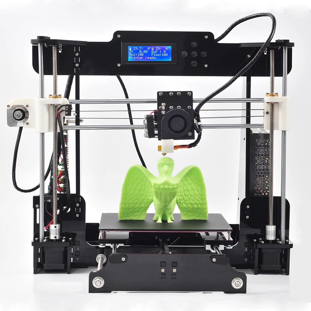 High Precision 0.1-0.4mm 2016 Reprap Prusa I3 DIY 3D Printer kit with 1rolls (Black) Filaments + 16GB SD card with LCD Screen