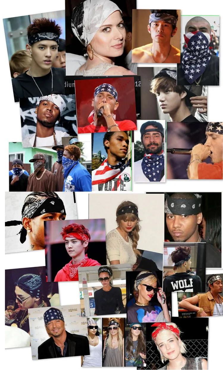 100% Cotton  Hip Hop Skull  Black Paisley Bandana Bandanna Headwear/Hair Band Scarf Neck Wrist Wrap Band Headtie For Women/Mens head scarf men