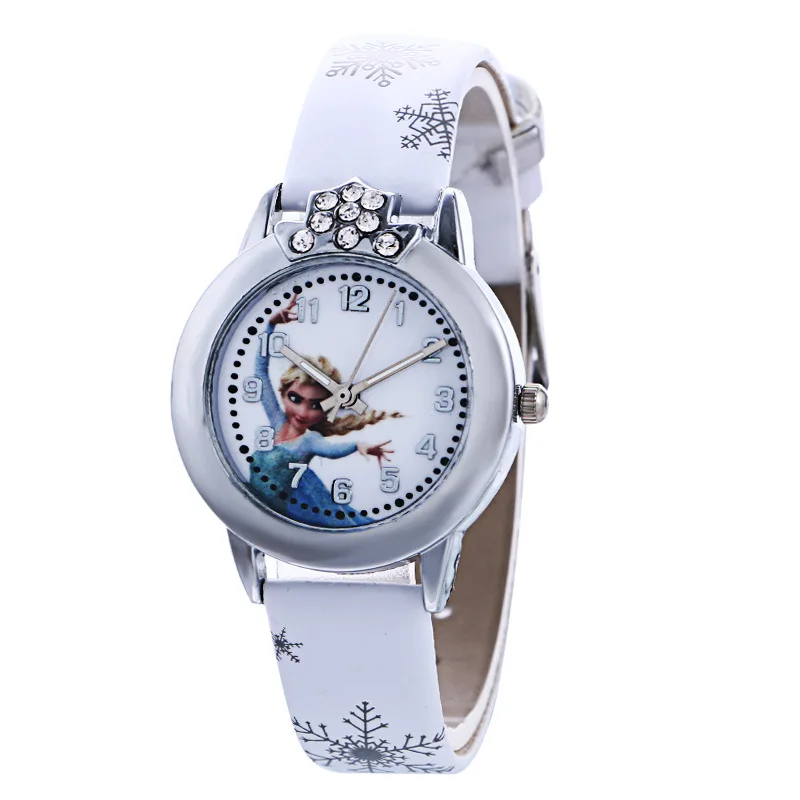FROZEN Children Watches Girls Luxury Rhinestone Quartz Watch Women Fashion Casual Leather Wristwatch Christmas Gift Relogio