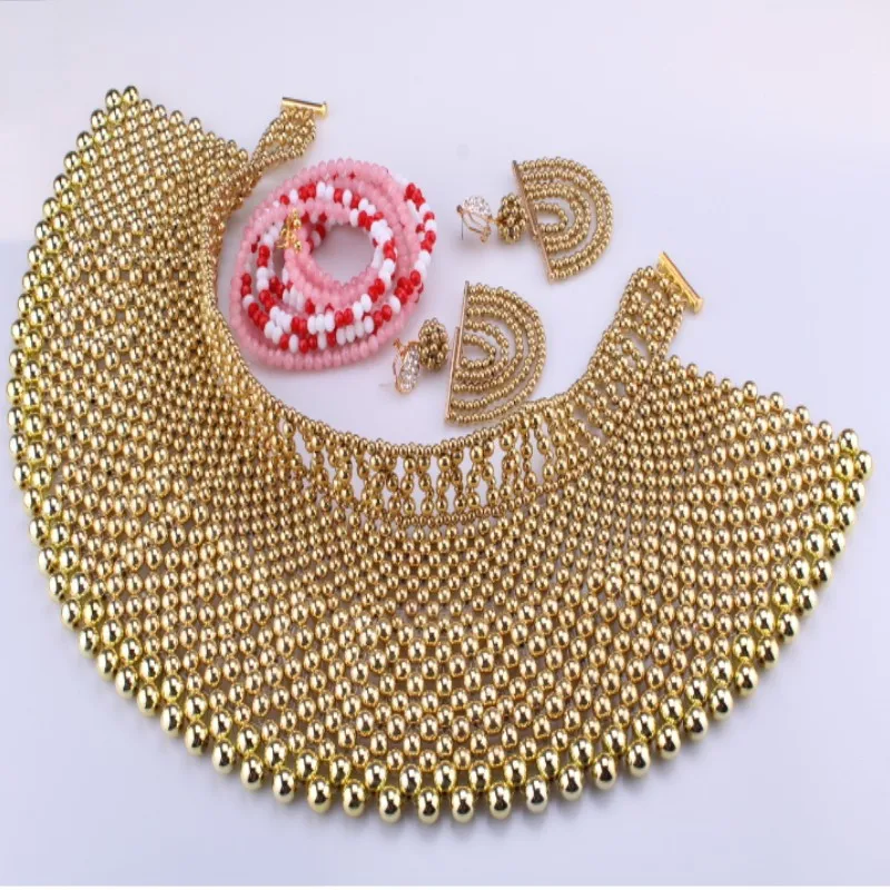 Luxury Jewelry Sets Gold Color Bridal Dubai Gold jewelry Sets For Women