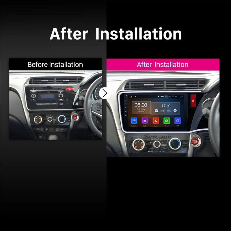 Best Seicane 10.1"Android 9.0 Car Radio Blutooth GPS Navigation For 2014 2015-2017 HONDA CITY Right Hand Driving Mirror Link 5