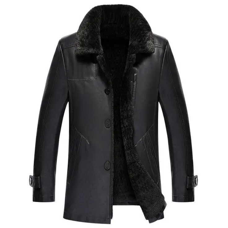 High Quality Men's Leather Jackets Winter Clothes Lapel Fur Coats for men Casual Plus Thick Warm Outerwear Mens Business Jacket sheepskin jacket mens Genuine Leather