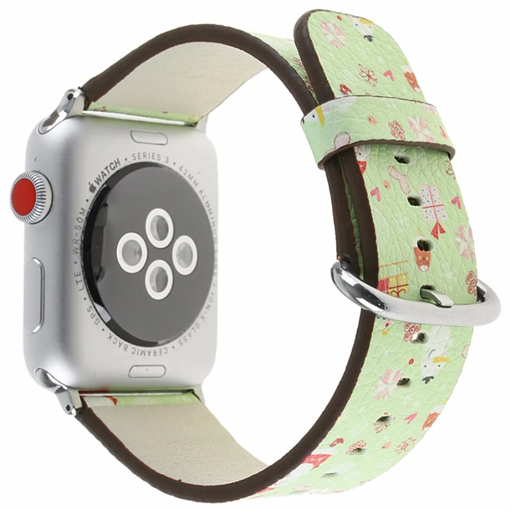 

CRESTED Leather strap For apple watch 4 band 44mm 40mm Iwatch series 4 3 2 1 42mm/38mm Christmas wrist bracelet watchband belt