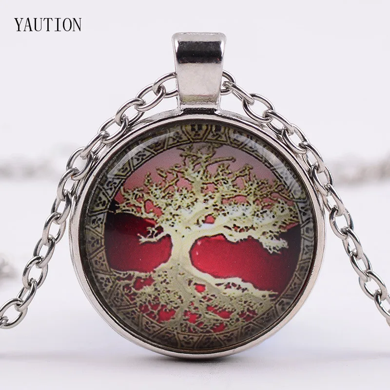 YAUTION стеклянная подвеска с изображением Древа Жизни ожерелье со стеклянной подвеской для женщин ювелирные изделия подарки