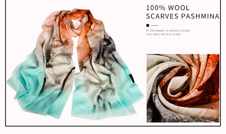 [BYSIFA] Зимние фиолетовые серые женские шерстяные кашемировые шарфы, шали, новинка, роскошный длинный шарф с цветочным узором из чистой шерсти 190*75 см
