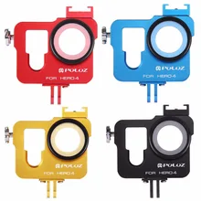 Action Cameras Accessories 4 Colors Protective Cage Aluminum alloy Frame case with lens cover+ lens Filter for Gopro Hero 4