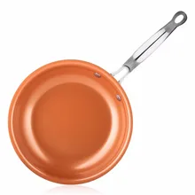 Антипригарная сковорода медная красная сковорода керамическая Индукционная сковорода с длинной ручкой для жарки кастрюля для духовки и мытья в посудомоечной машине 10 дюймов антипригарная сковорода