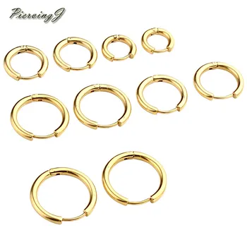 

PiercingJ 3pair/ 5pair 8-16mm 18G Unisex Stainless Steel Huggie Hinged Hoop Earrings Piercing Jewelry, Black Gold Silver Color