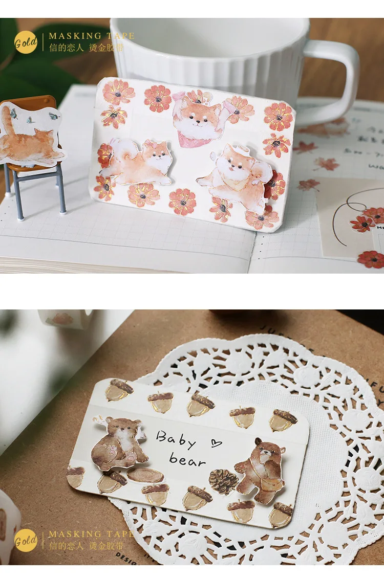 1 pcs/lot DIY Japanese Paper Decorative Adhesive Tape Plush forest series Washi Tape/Masking Tape Stickers