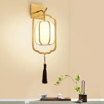 

New Chinese Style Copper Wall Lamp All Copper Household Living Room TV Retro Wall Light Classical Nordic Bedroom Bedside Lights