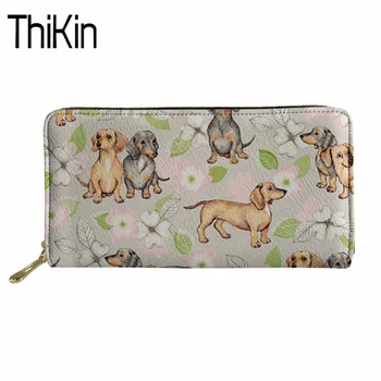 

Thikin Doxie Dachshund Printing Thin Wallets Women Long Kawaii Puppy Money Phone Holder for Females Casual Coin Change Pocket