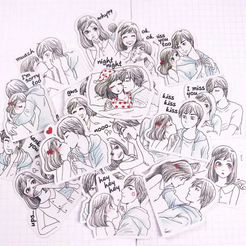 

20/pack Cute Kawaii Couple Lovers Scrapbooking Stickers DIY Craft Decoracion Journal Photo Albums Decoration Sticker
