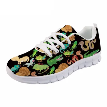 

NOISYDESIGNS flat Women Spring Casual Shoes Zoo Animal Puzzle Print Women's Sneakers Female Lace-up Comfortable Mesh Shoes Woman