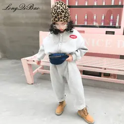 Корейская версия простого вельвета для девочек, Модный комбинезон с карманами, новинка 2018 года, зимние детские штаны для крупных детей
