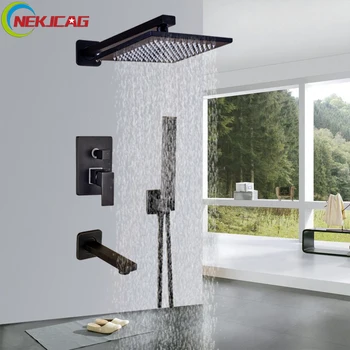 

Bathroom Shower Faucet 12" Rainfall Shower Faucet Set 3 Functions Bathroom Faucet Cold and Hot Mixer Tap