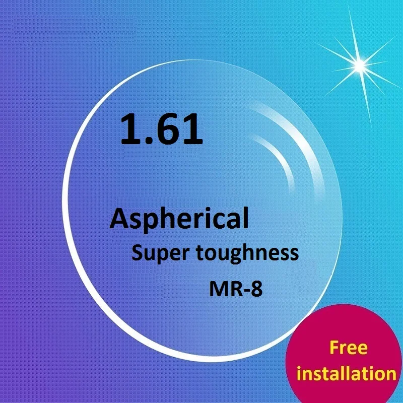 Goede 1.61 MR 8 super tough PC lenzen anti straling vlekbestendig hars lenzen slijtvaste gecoate aspherical brillen lenzen