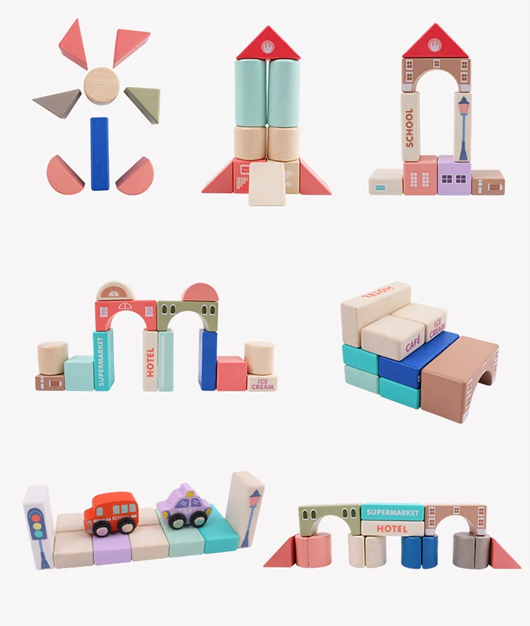 115 шт./компл. Детские деревянные игрушки городской геометрической формы составное здание строительный конструктор для раннего обучения детей Обучающие игрушки, подарки для детей