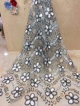 

Sequince Lace Fabric High Quality Tulle Materials, African Sequined Lace Fabric, Guipure Net Lace Sequence Lace Fabric X4