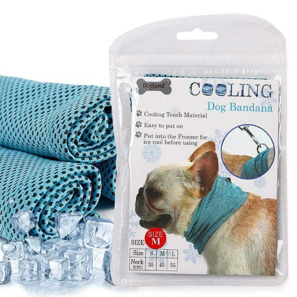 

Instant Ice Cooling Dog Bandana Scarf For Pet Small Dogs Bulldog Summer Polyester Sunstroke Cooling Neck Wrap Dog Collar Perro