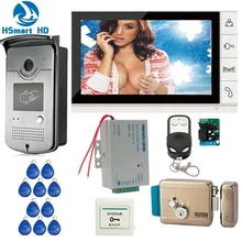 New Wired 9 inch Video Door Phone Intercom Entry System 1 Monitor 1 RFID Access IR