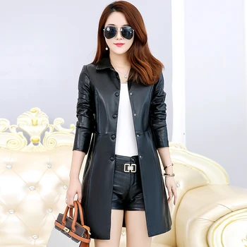 

KMETRAM Leather Jacket Woman Spring 2019 Streetwear Long Trench Coat Female PU Leather Jackets Plus Size Chaqueta Mujer MY3149