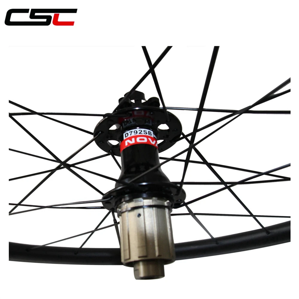 Sale CSC 25mm width carbon 40mm tubeless Cyclocross Bike wheels with Novatec D791SB/D792SB Disc brake hub sapim without brake pads 8