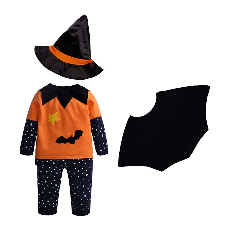 

2019 New Baby Jumpsuits Autumn/Winter Hallowmas Pumpkin Clothes And Hats Pants Cloak Long-Sleeved Cotton Baby Girl Jumpsuits