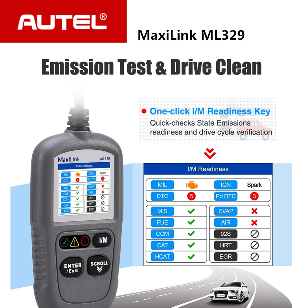 

Autel MaxiLink ML329 Code Reader Car OBD2 One-Click I/M Readiness Key AutoVIN Automative Diagnostic tool Update version of AL319
