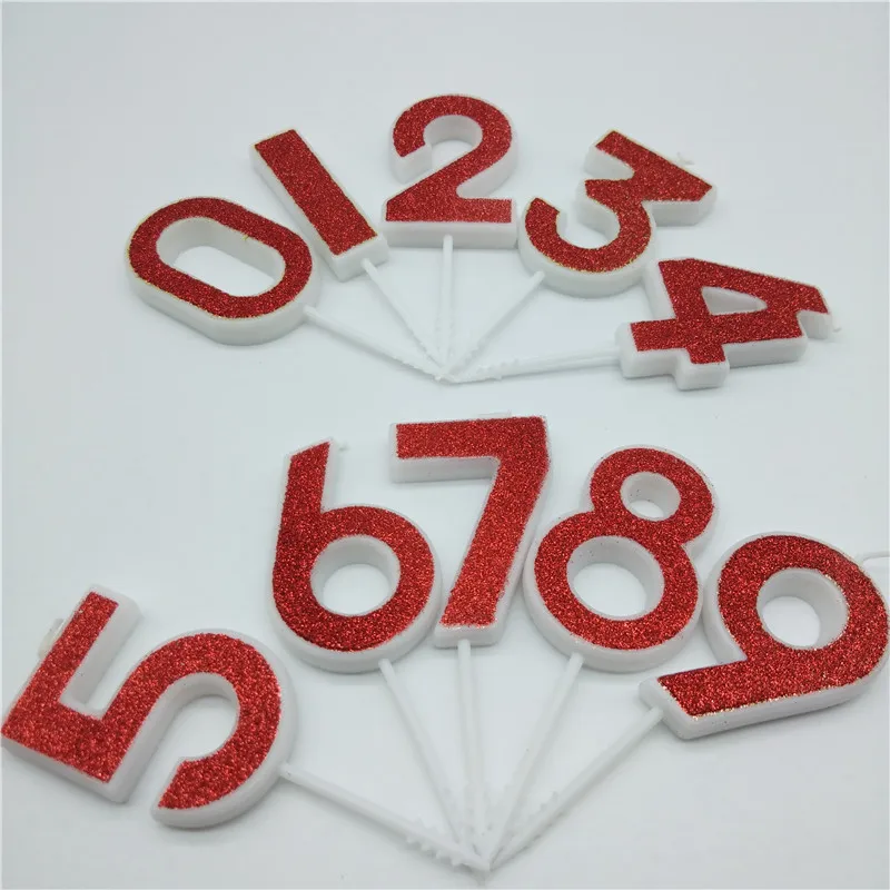 

Number 0 1 2 3 4 5 6 7 8 9 Creative Red Candles Children Happy Birthday Cake Topper Candles for Party Cake Decorations Supplies