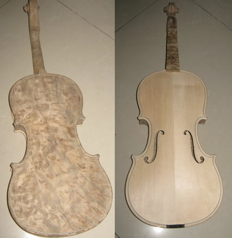 

Unfinished Violin White blank handmade bird eye maple violin 4/4 solid wood violin 3/4 natural pattern violin Factory wholesale