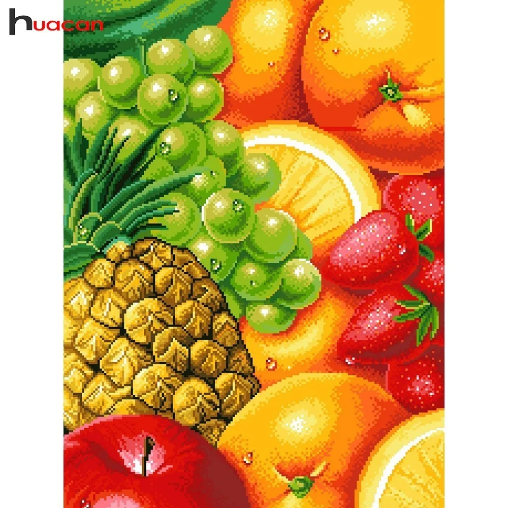 

HUACAN Diamond Embroidery Cross Stitch Fruit Painting With Diamonds Picture Of Rhinestones Diamond Mosaic Grape Handmade