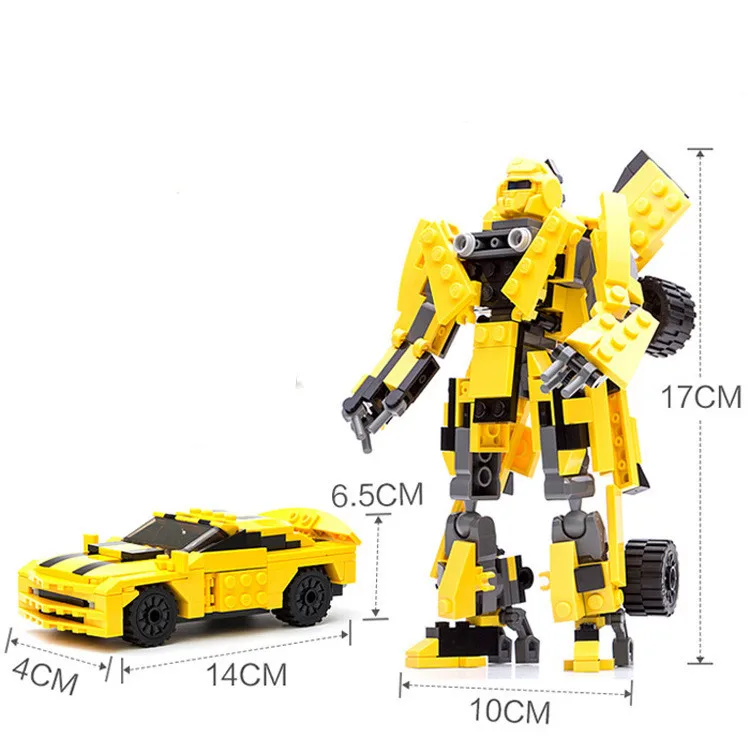 2 в 1 робот-трансформер, набор строительных блоков, спортивный деформационный автомобиль, робот-модель, совместимая игрушка-трансформер - Цвет: Цвет: желтый