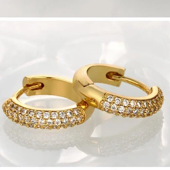 

Cubic Zircon Solid Yellow Gold Filled Womens Hoop Earrings Pretty Gift