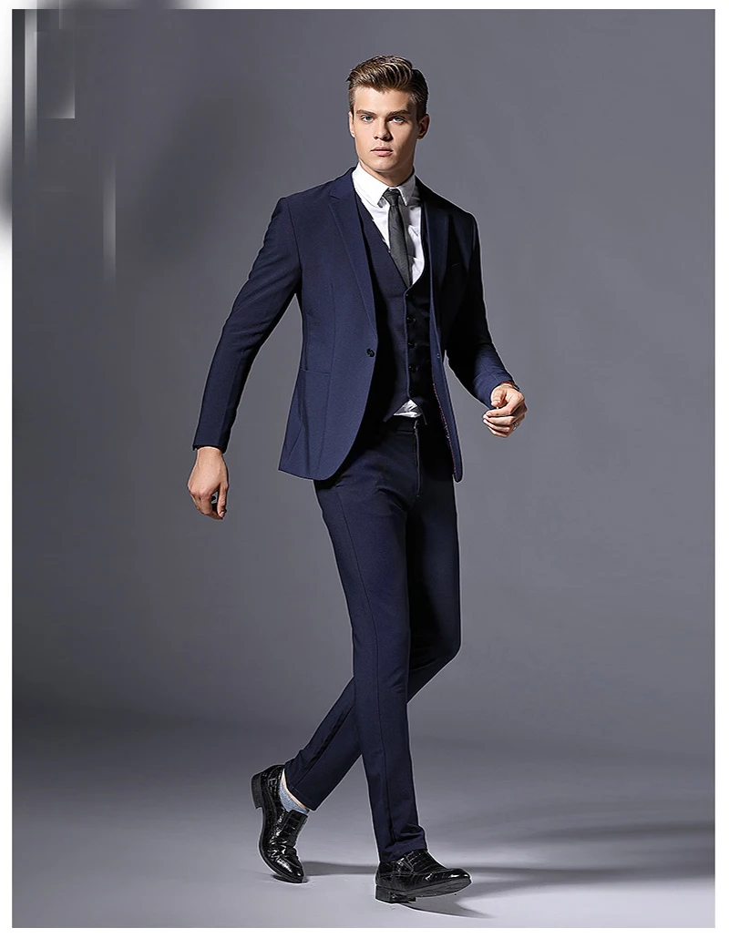 Business Suits Style Slim Fit for Men Custom Made Weeding Suit Party Prom Dress Suits Professional Fashion 3Pcs Single Breasted