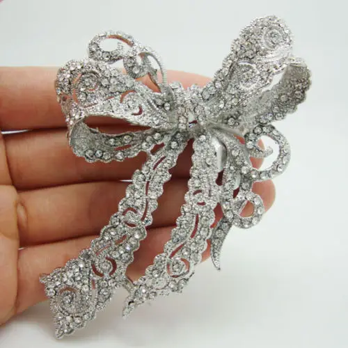 Элегантная свадебная брошь с бабочкой бантом из прозрачного кристалла|brooch button|pin