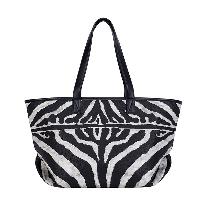Новинка, модная полосатая сумка через плечо, Большая вместительная Повседневная сумка, сумки с принтом зебры, женские сумочки и сумочки - Цвет: black white