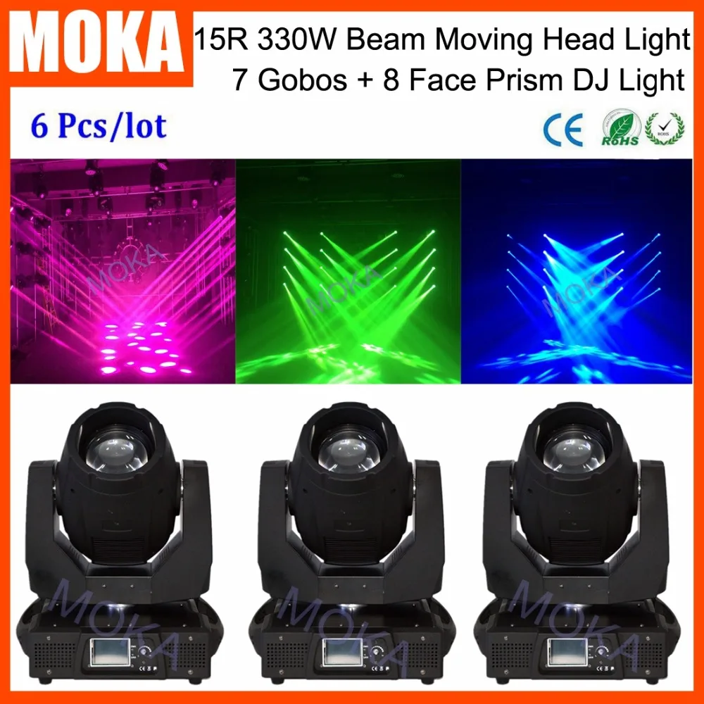 

6 Pcs/lot IP20 DMX Channel 16/20 Beam Moving Head Spot Light 330W 15R DJ Moving Head Beam Projector with CE RoHS Certificate