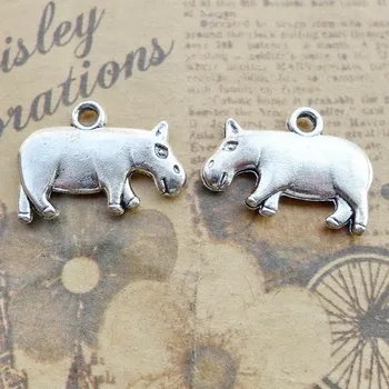 

30pcs Charm hippo pendant 14.8*20.4mm Antique silver Handmade Jewelry Making DIY Supplies European Alloy accessories Hot