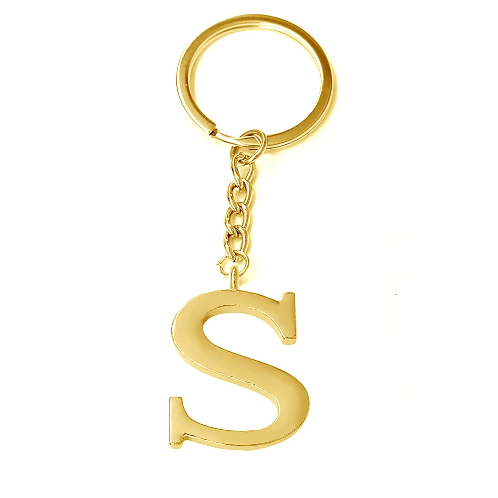 3D металлический родиевый Английский алфавит A Z charm DIY брелок с надписью S длинное