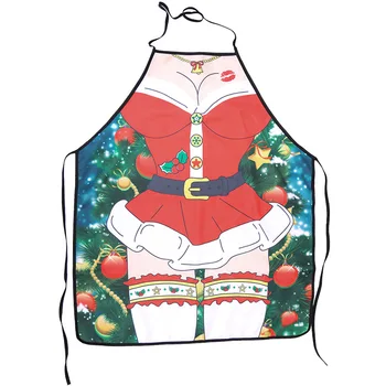 

Christmas Apron Sexy Santa Funny Aprons Navidad Decoration Supplies Women and Men Party Cooking Kitchen Accessaries For home bar