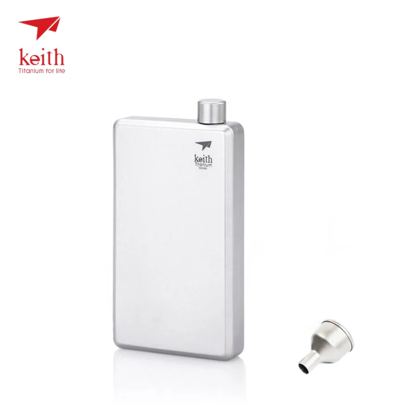 

Keith 120ml Titanium Mini Flask Outdoor Camping Square Hip Flask with Funnel Wearproof Sport Bottle Drinking Wine Pot