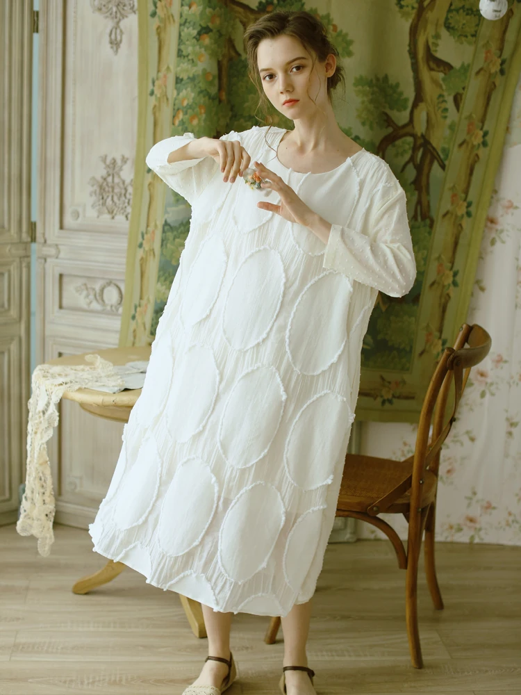 

LYNETTE'S CHINOISERIE Spring Autumn Women Loose Brief Cotton Dresses
