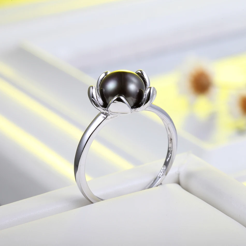 Винтажное кольцо с черным жемчугом для женщин, вечерние ювелирные изделия, подарки 7-8 мм, кольцо на палец с пресноводным жемчугом, хорошее ювелирное изделие, Прямая поставка, FEIGE