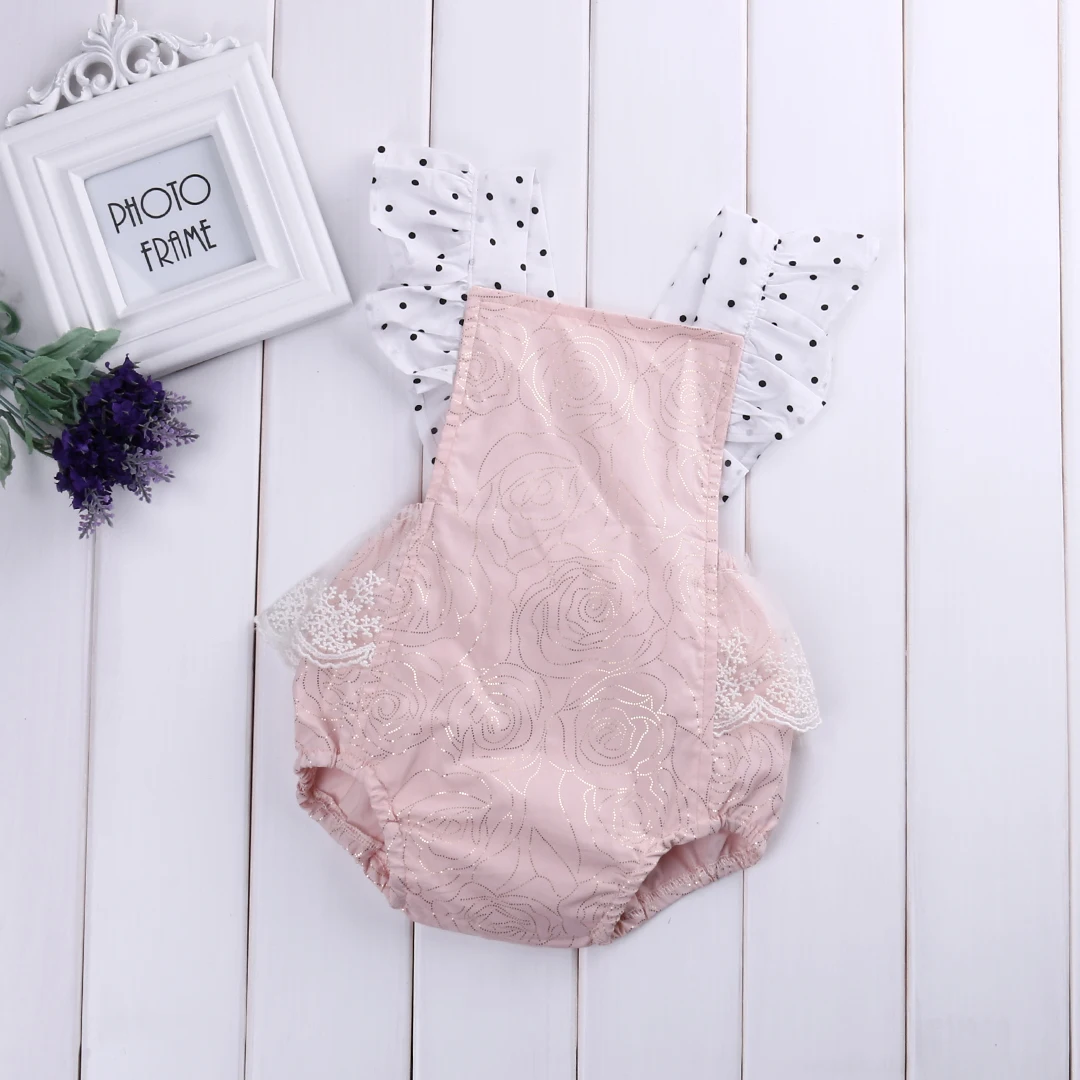 Cotton Newborn Infant Baby Girls Sleeveless Pink Lace ...