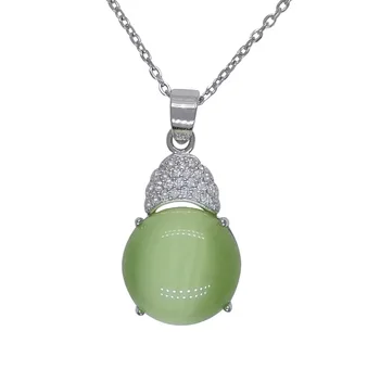 

100% Guaranteed Real 925 Sterling Silver Jewelry With Green Opal Fashion Pendants 10pcs/lot YH2008