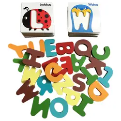 Головоломка Bois Enfant деревянная головоломка Английский алфавит числа карт Детские Обучающие животные детские игрушки подарки Пазлы для