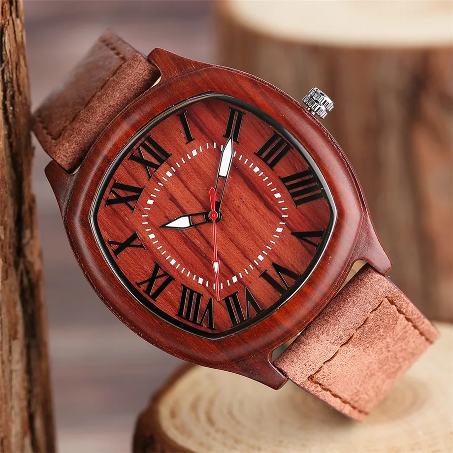 YISUYA Bamboo Wooden Watches Mens Creative Wood Wristwatch Analog Quartz Leather Vintage Roman Numerals Fashion Unique Clock Gifts Sport Casual Watch (22)