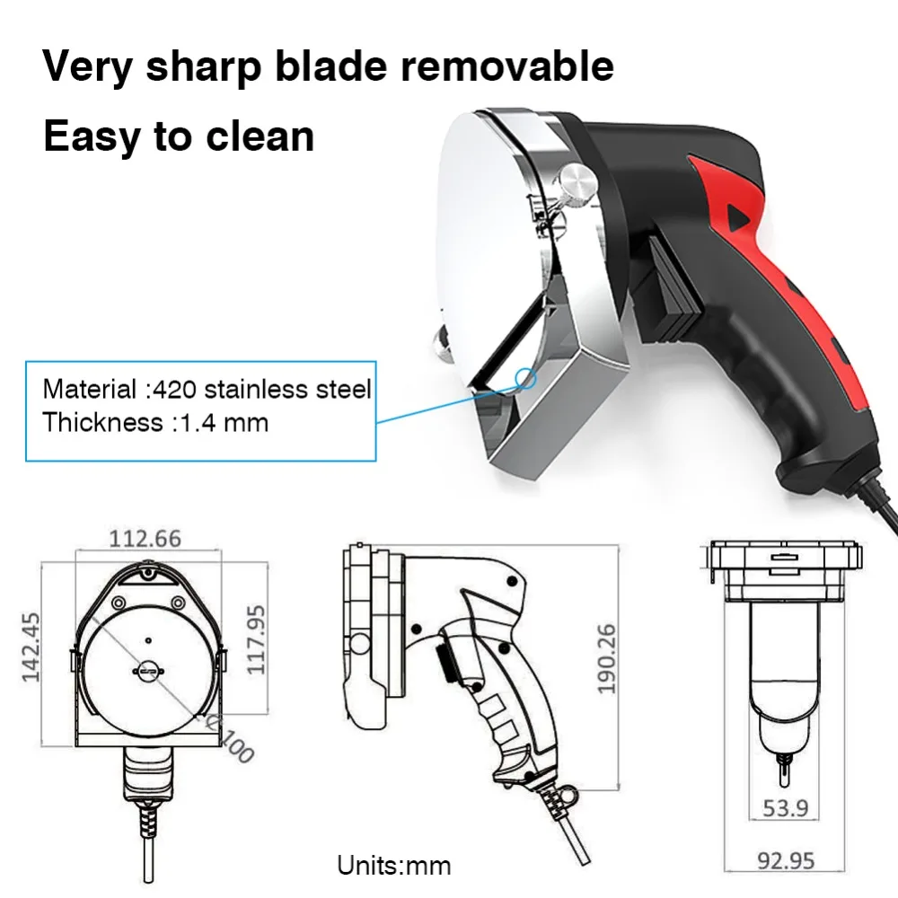 Электрический нож для резки мяса портативный ручной нескользящий нож с двумя разобранными лезвиями нарезанное мясо Gyros Cut