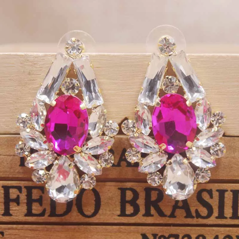 1pcs New design purple Rhinestone Wedding Drop Earrings for Bride Cute Flower Female Fashion Jewelry crystal earrings | Украшения и